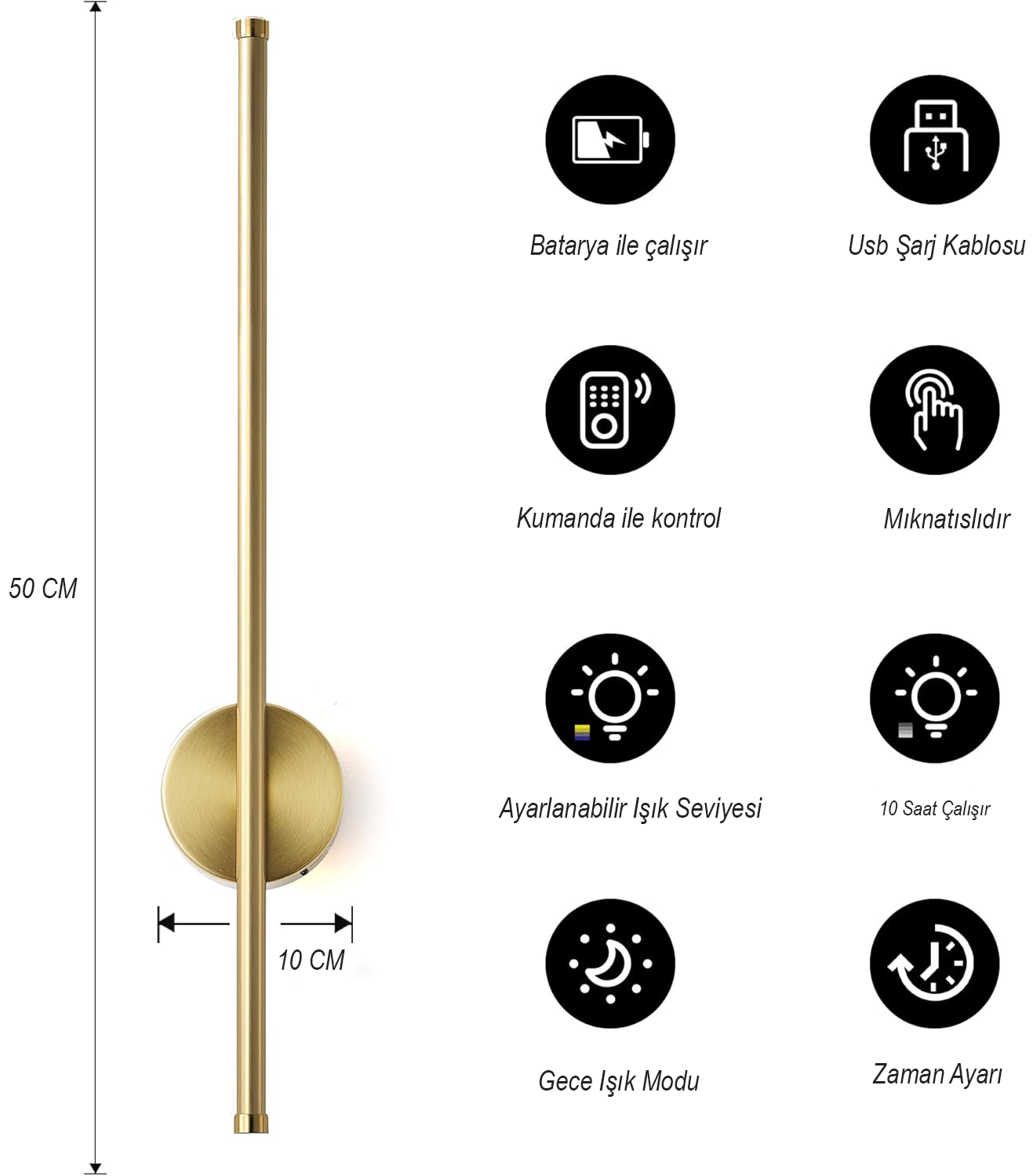 Fenix Kablosuz Şarjlı Duvar Apliği - Aplik