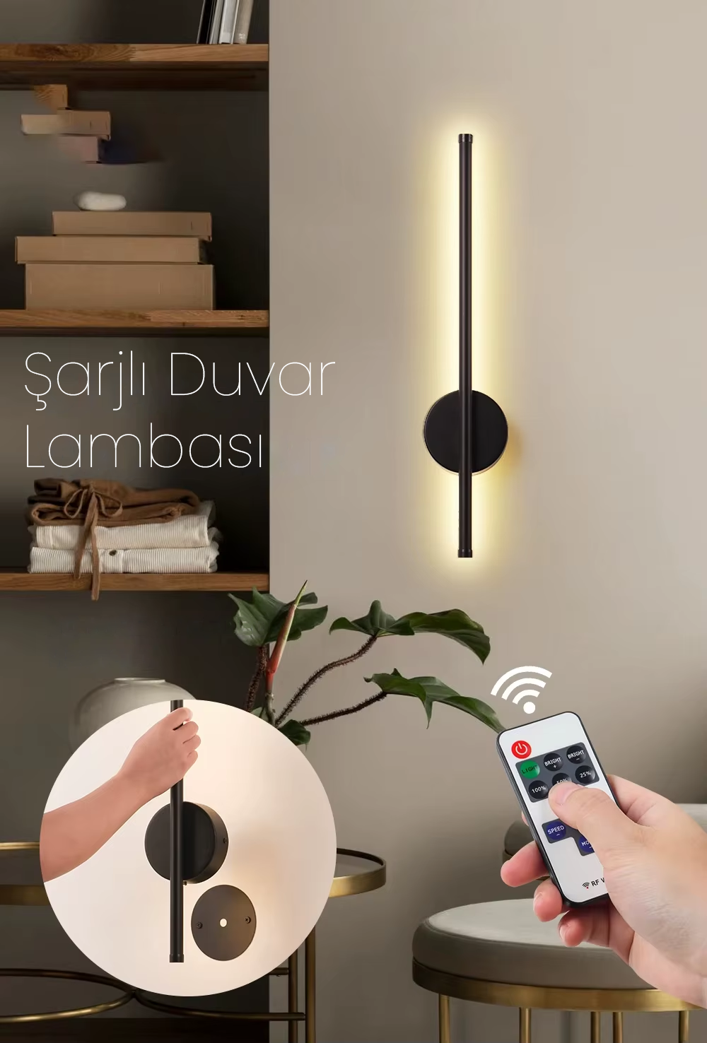 Fenix Kablosuz Şarjlı Duvar Apliği - Aplik