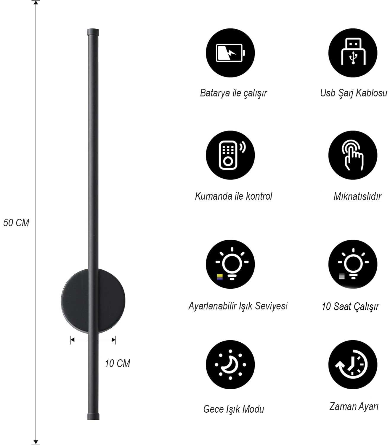 Fenix Kablosuz Şarjlı Duvar Apliği - Aplik
